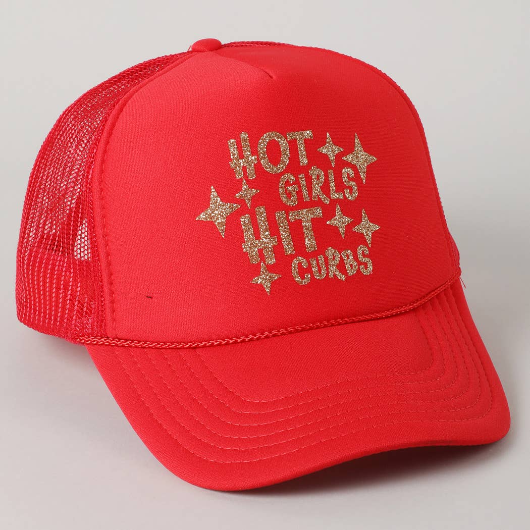 Fashion City - Wholesale Truckerpet - Dames - Heet Meiden Raken Stoepranden Glitter Logo Schuim Trucker Pet32