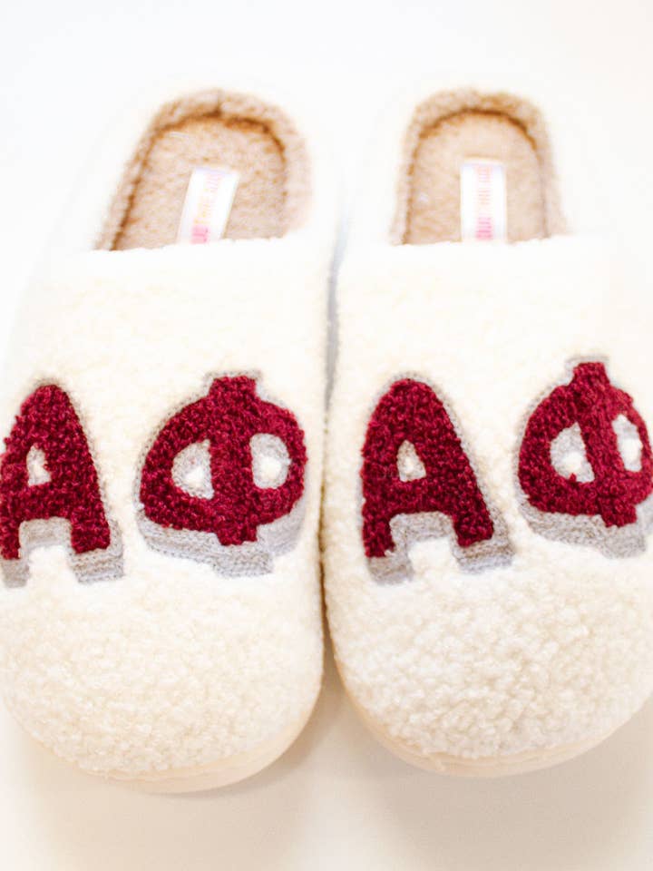 Alpha Phi Sorority Slipper Set for wholesale by Duo Threads