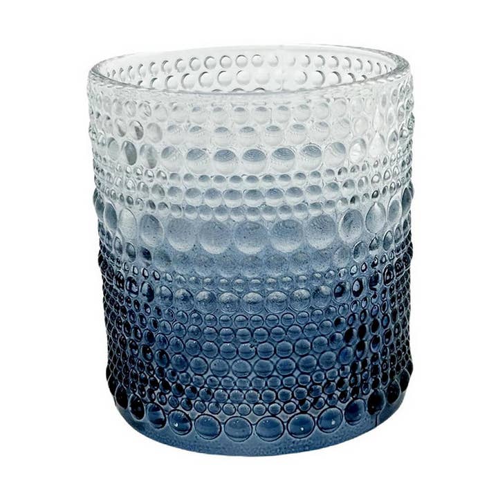 Ombre Embossed Blue TealightC/H, 2.8"Dx3.15"H, traybox for wholesale by Truu Design