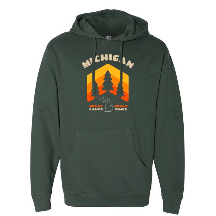 Michigan Pines Hoodie Sweatshirt - Alpin Grön för wholesale av Detroit Shirt Co.