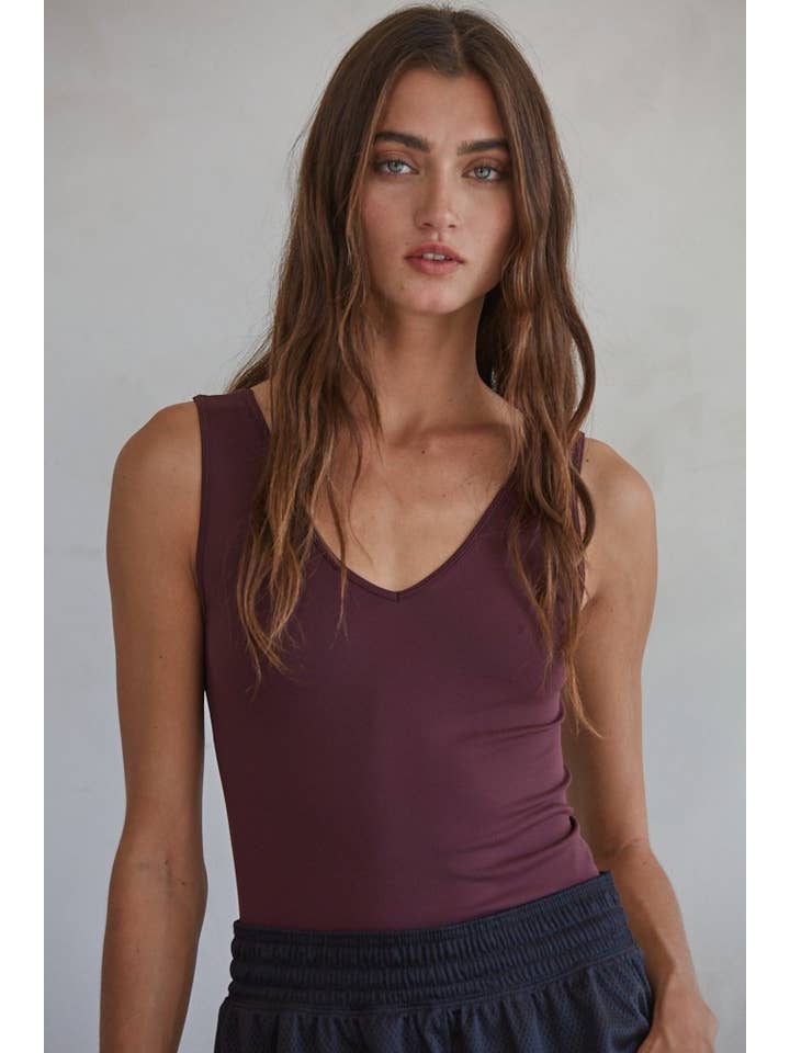 By Together - Wholesale Tank Top - Women's - S1006-1 | Seamless Reverse U-V Neck Tank