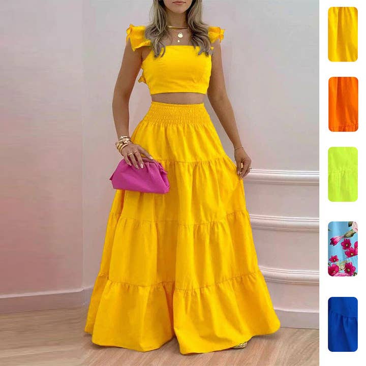 New Women's Fashion Set Stylish Solid Color Maxi Dress for wholesale by Halcyon Outfitters®