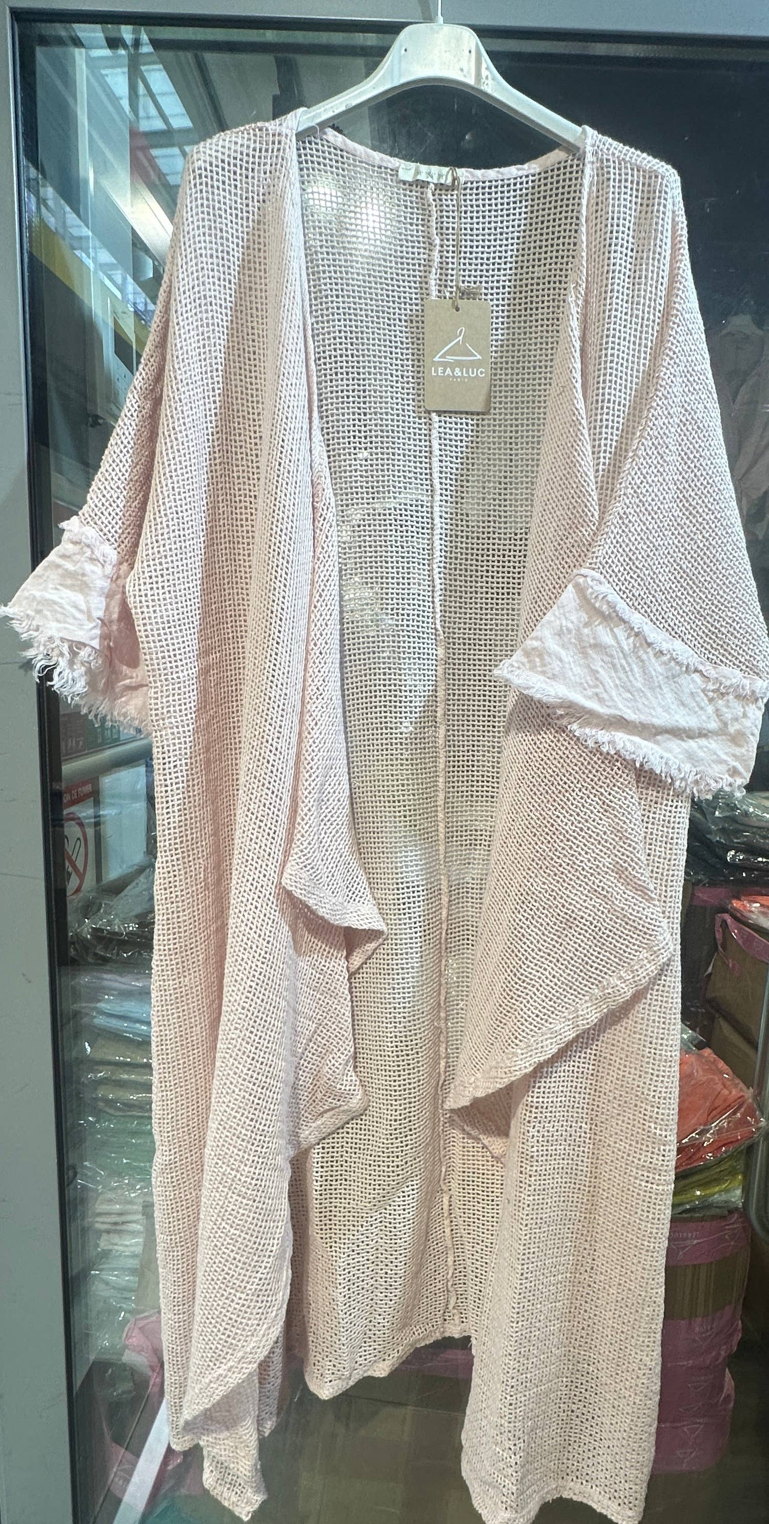 LÉA & LUC - Wholesale Vest - Dames - Opengewerkt vest van 100% katoen met 100% linnen mouwen REF. 6086519