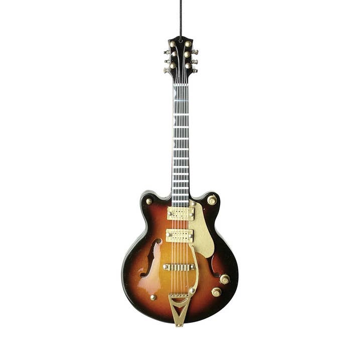 Broadway Gifts Co - Wholesale Ornament - 5" Dark Brown Wood GH Guitar Ornament0