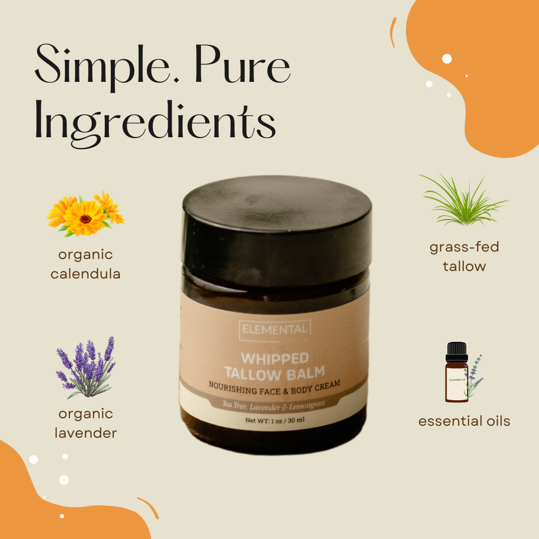 Elemental Wellness | Soap & Toxin-Free Living - Vendita all'ingrosso Balsamo/burro per il corpo - Balsamo al Suet Montato | Suet di Manzo da Pascolo | Cura della Pelle al Suet (30 ml)3