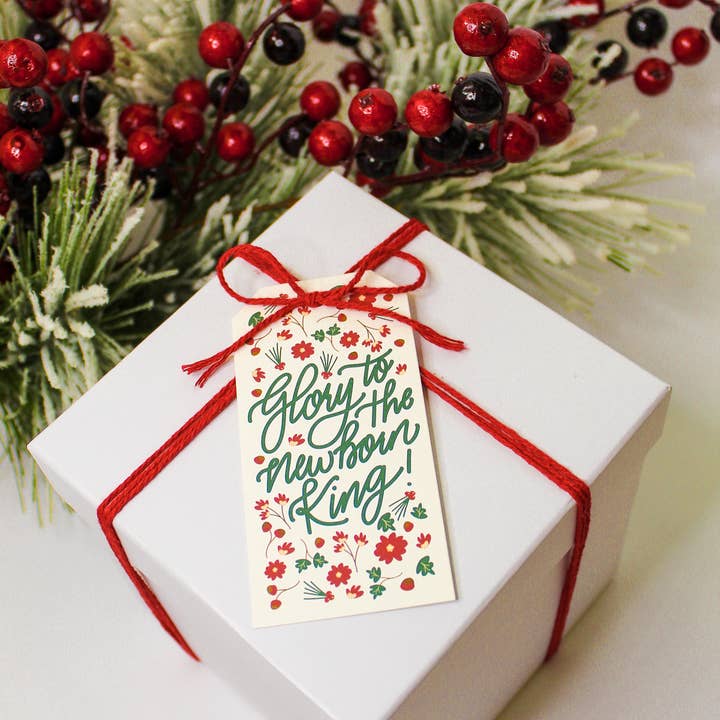 Glory to the Newborn King | Set of 8 Holiday Christmas Gift Tags for wholesale by Birdie Mae Designs