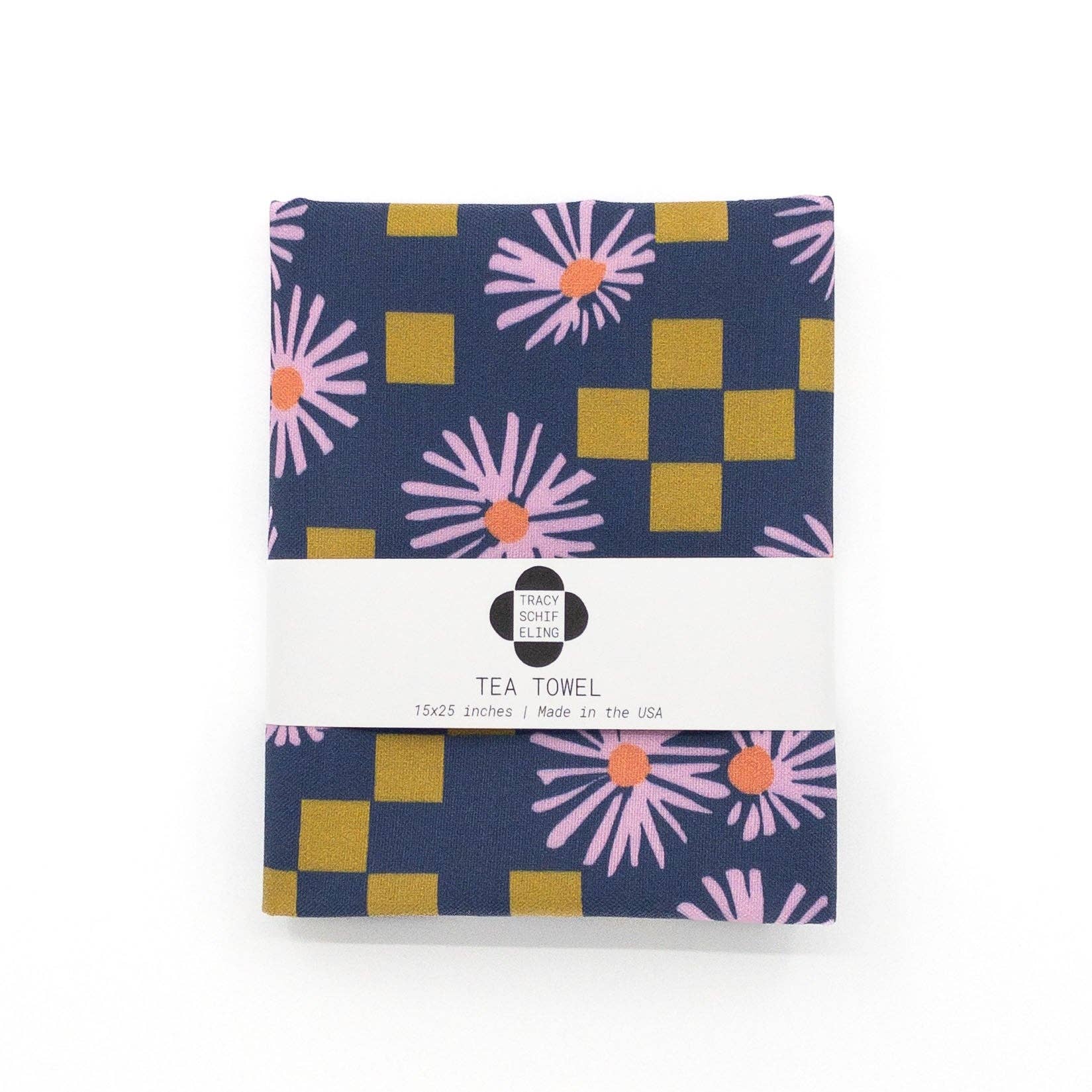 Tracy Schifeling Art - Wholesale Tea Towel - Navy Modern Floral Tea Towel | Made in the USA2