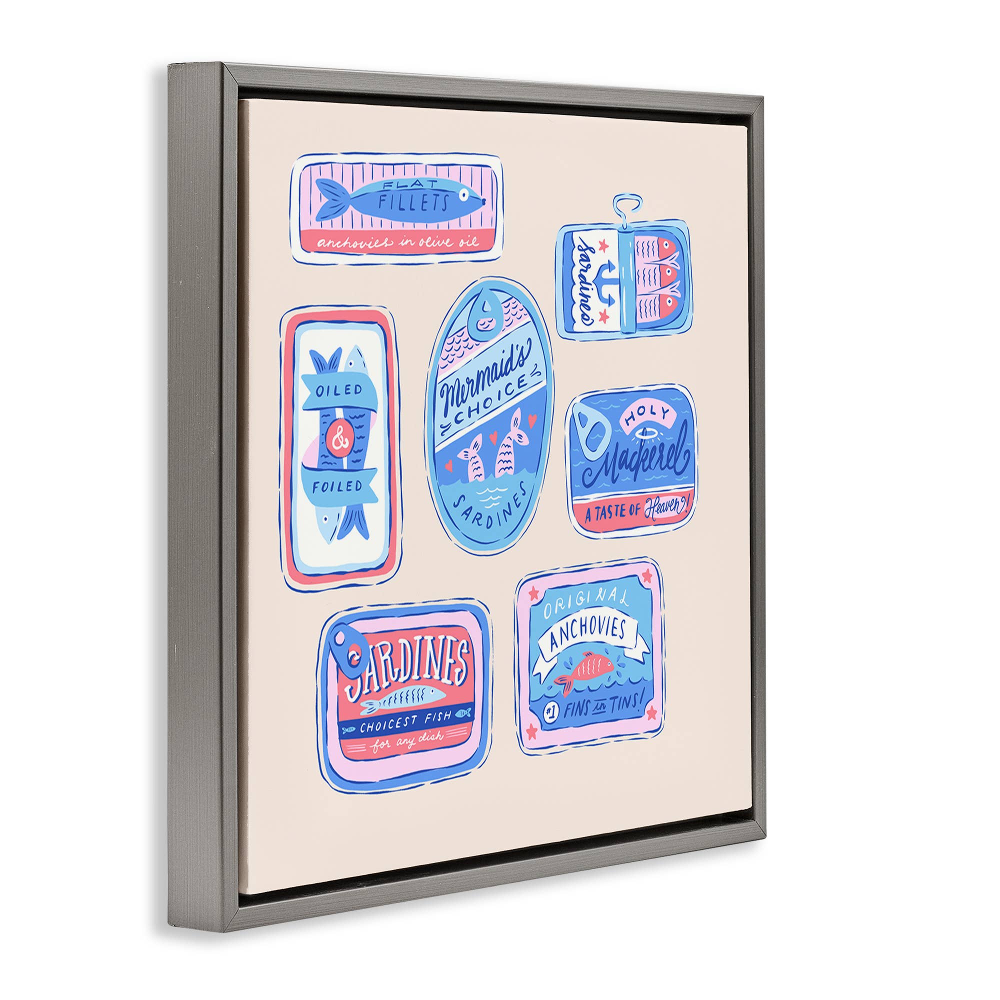 Stupell Industries – Großhandel Wandschild – Verschiedene Dosenfisch-Meeresfrüchte - Gerahmte Wandkunst16