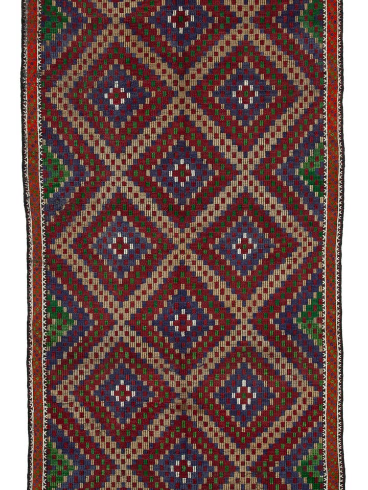 Tapis Kilim Turc Fait Main Multicolore 6x12 - 35687 pour la vente par RUG N CARPET
