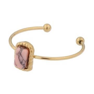 Gold Plated Natural Stone Ring for wholesale by Sansira Jewelry