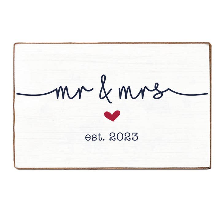 Herr & Fru Personlig_Ja XL Blockskylt för wholesale av Rustic Marlin