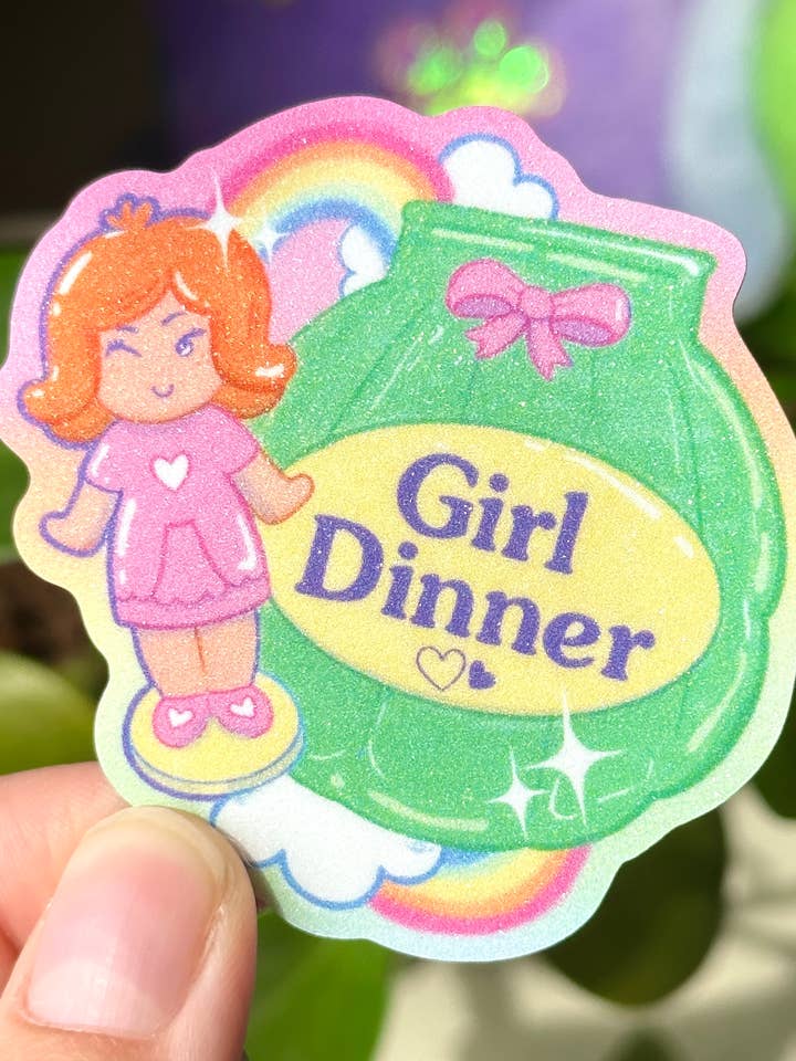 Polly Pige Middagsklistermærke | Sjovt Piget Klistermærke for engroshandel hos Uni & Umi