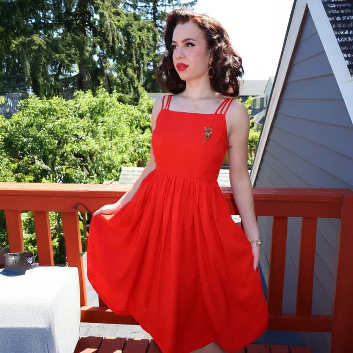 Red Tammy Circle Dress in Petite for wholesale on Faire6