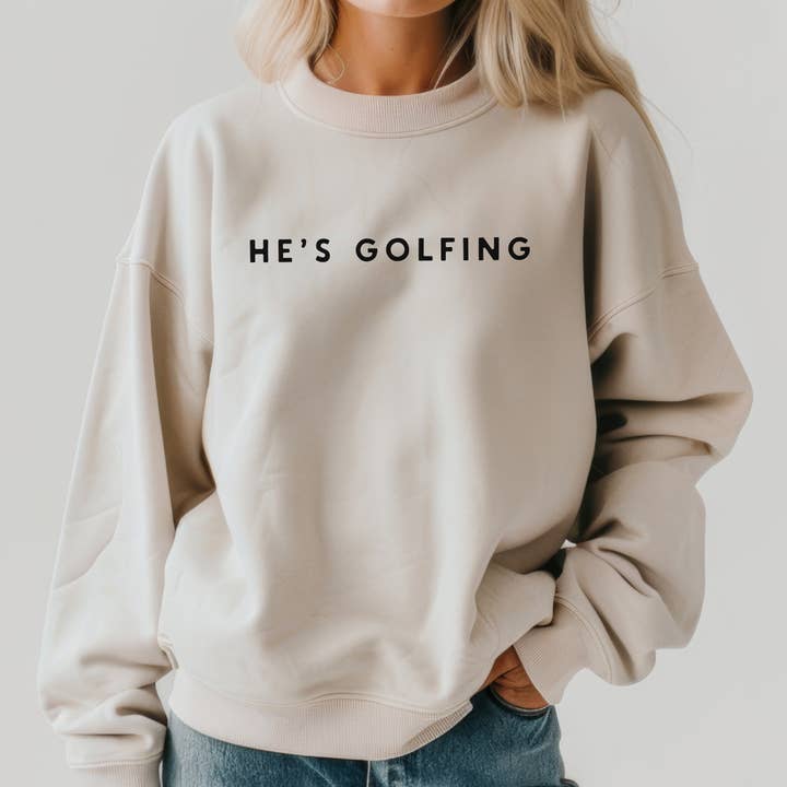 HE'S GOLFING Golf Graphic Crew Sweatshirt for wholesale by Salt + Fare