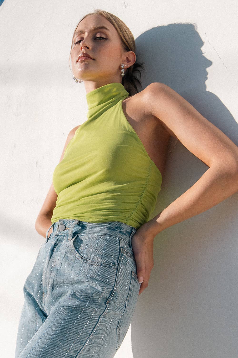 Fore Collection - Wholesale Knit Top - Women's - Mock Neck Sleeveless Slinky Top  - TD4842FO28