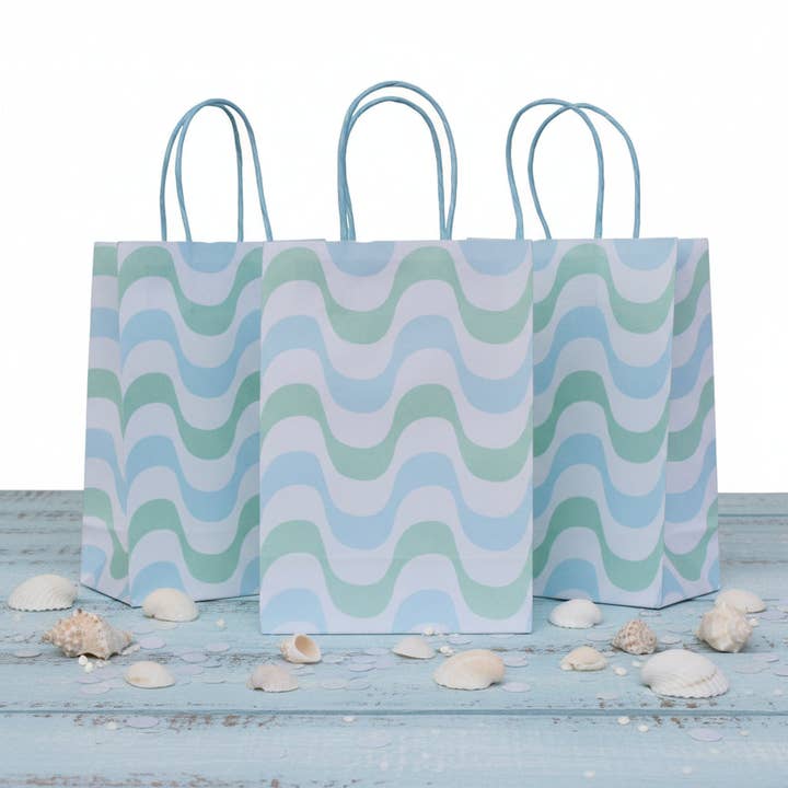 Blue & Mint Waves Party Favor Bags (Set of 8) for wholesale by Cherrysh Party - the new name for Pooka Party