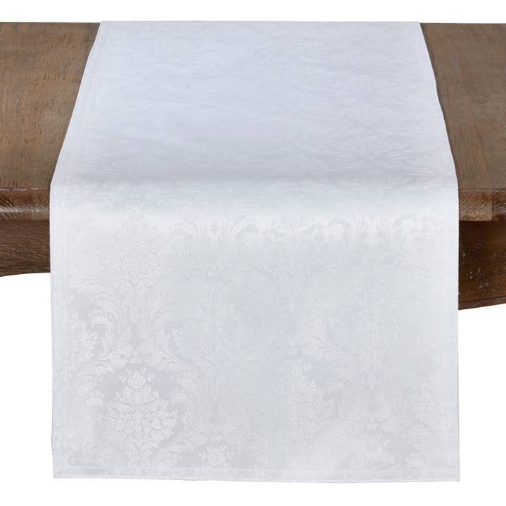 White Damask Runner for wholesale on Faire