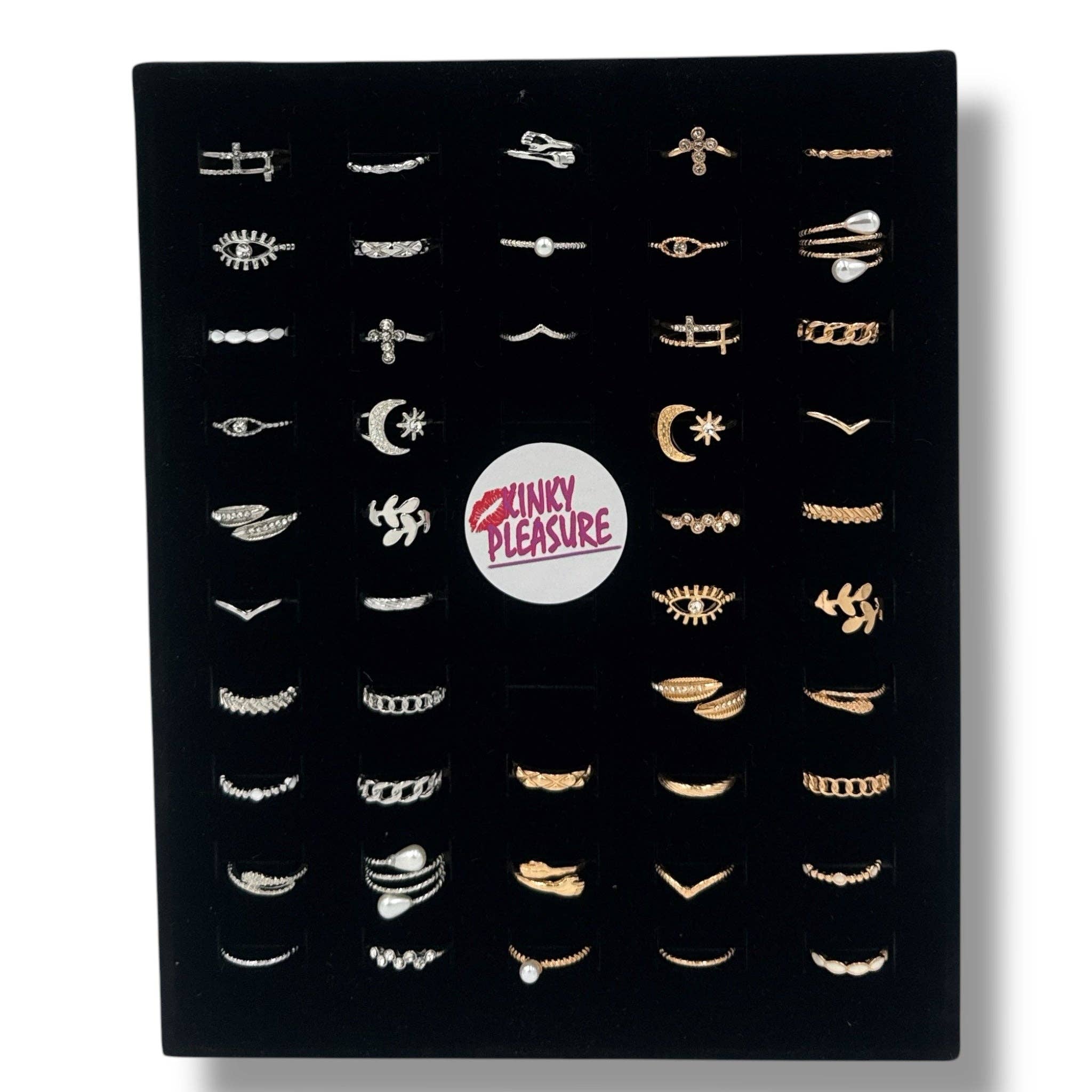 Kinky Pleasure - Wholesale Jewelry Set - Kinky Pleasure - AX113 - Ring Set 23 Rings In Gold Or Silver - In Display Box12