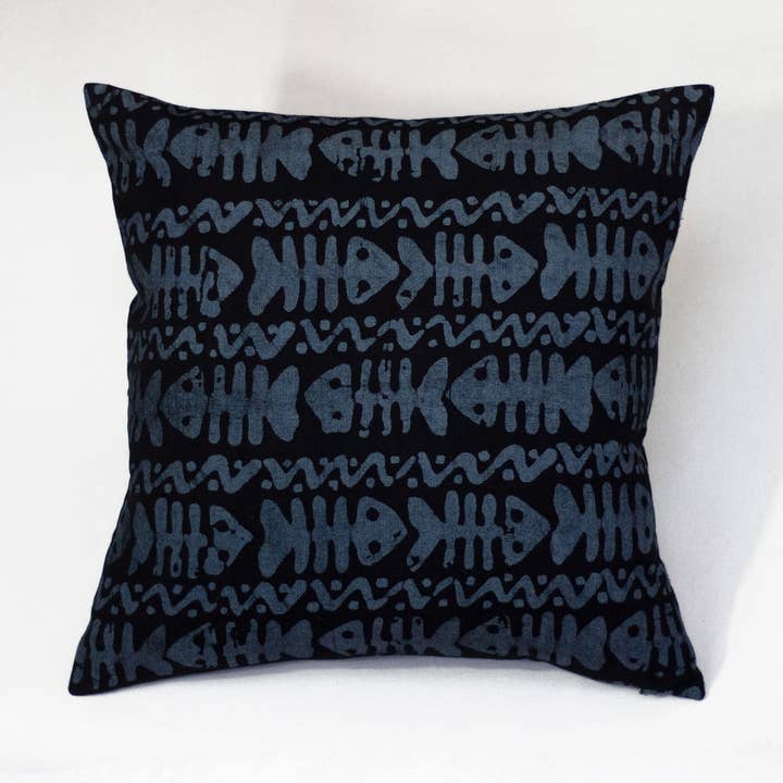 Hand Painted Pillow Covers Hungry Fish for wholesale by WinterSun + NuevoSol