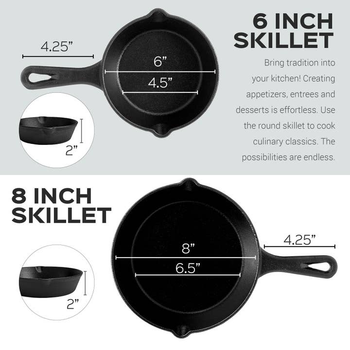cuisinel - Wholesale Cast Iron Skillet - Pre-Seasoned Cast Iron Skillet 4-Piece Complete Chef Set