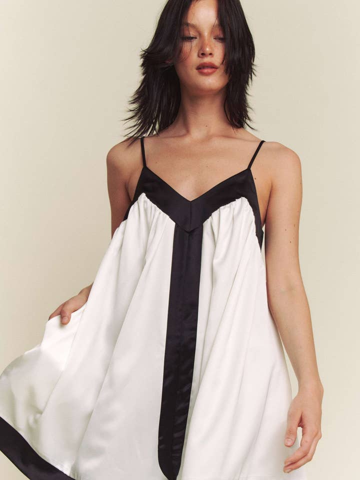 Hers & Mine - Wholesale Romper - Women's - CONTRAST HEM LINE WIDE A LINE ROMPER