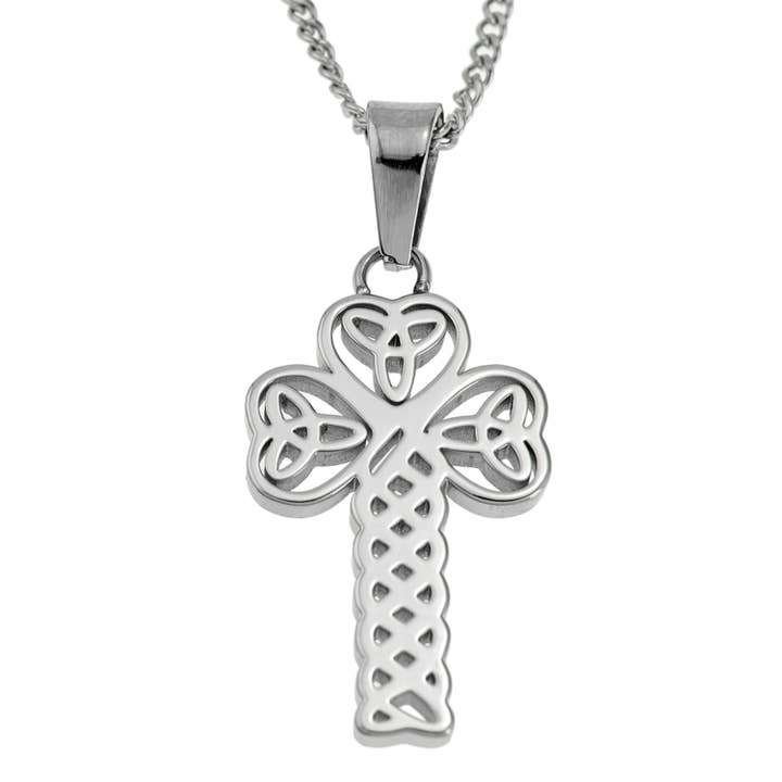 Trinity Knot Celtic Cross Necklace Stainless Steel Women Men for wholesale by Joyful Sentiments