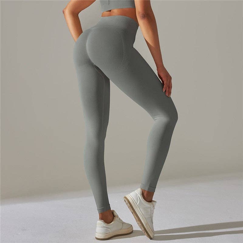 FurDecoration - Wholesale Athletic/Lounge Leggings - Women's - Solid Color High Elasticity Push Up Sports Leggings3