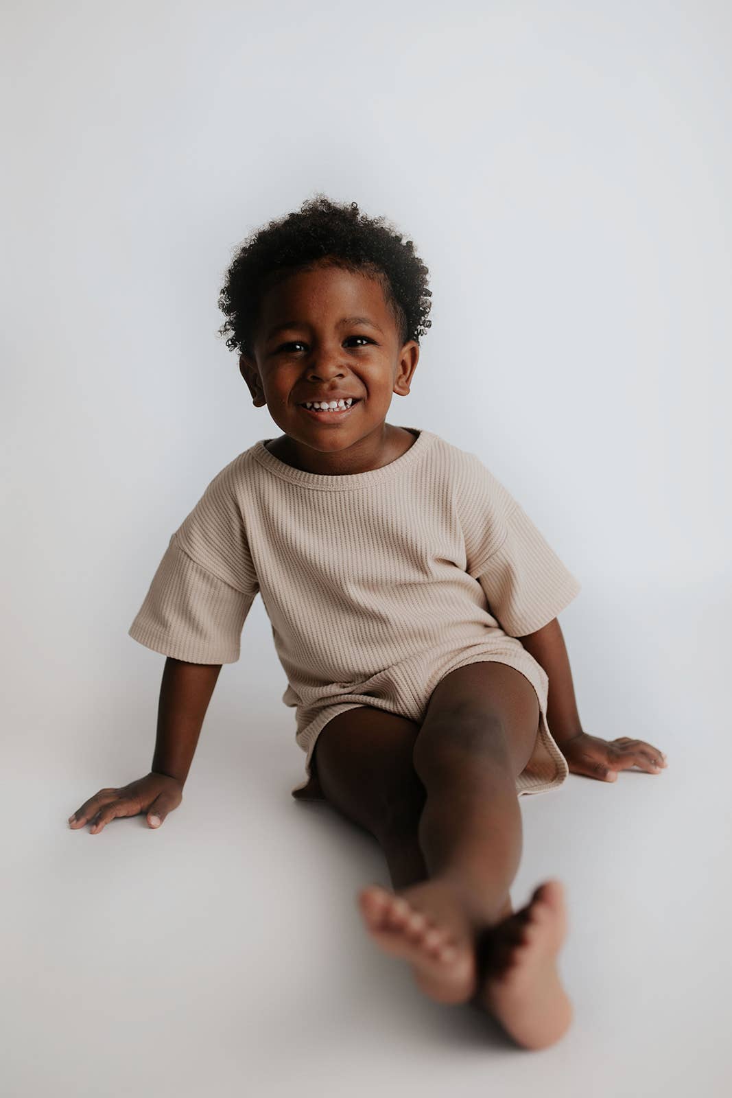 Three Little Tots – wholesale Top & short set – Kids – Tan Summer Waffle Toddler Top & Bottom Set30