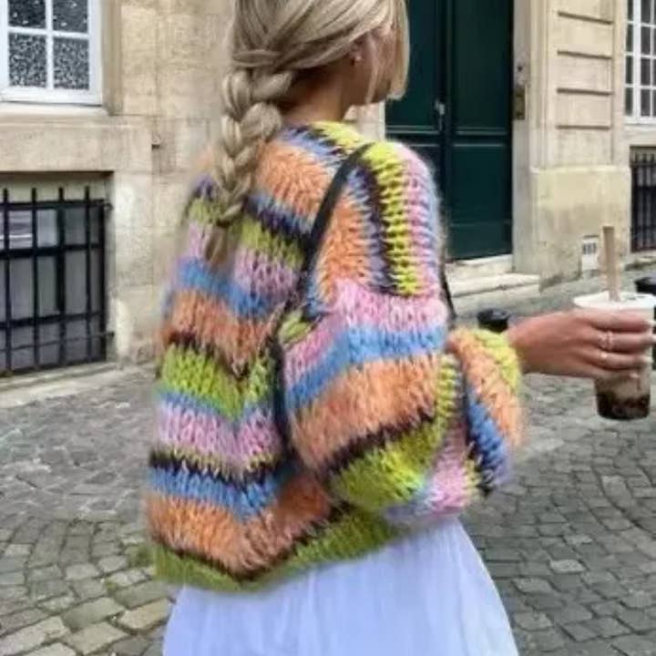 Cardigã de Malha às Riscas por atacado de Serenity Collective