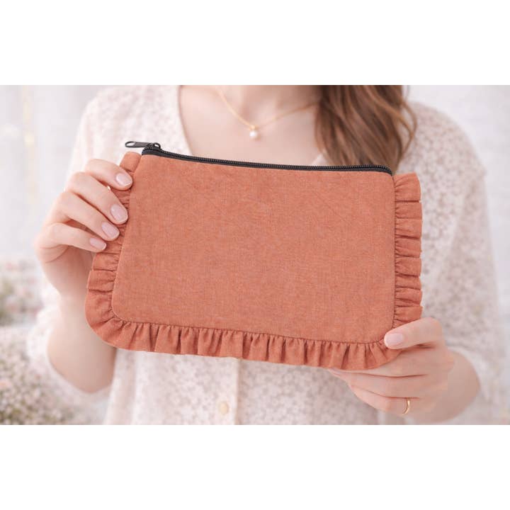 House of Kraft - Wholesale Pouch - Women's - Canvas Ruffle Pouches | Canvas Travel Pouches | Zipper Pouch48
