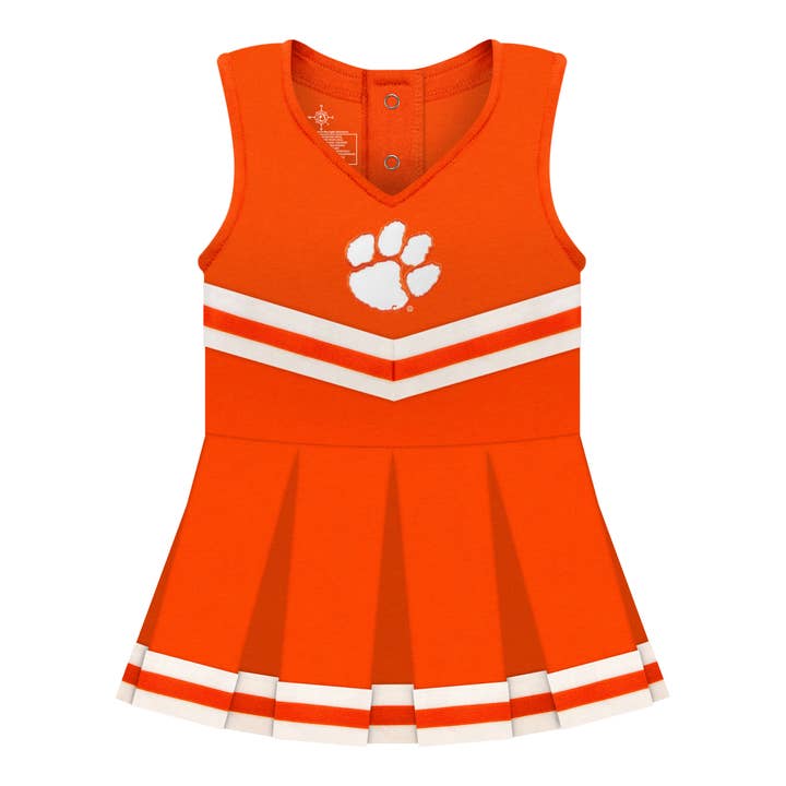 Clemson Tigers Infant Cheer Dress Bodysuit for wholesale by Creative Knitwear