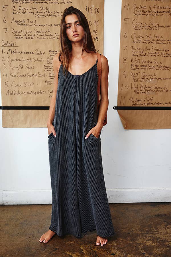 Yellow R5210-1  Wide Leg Solid Textured Knit Jumpsuit for wholesale on Faire20