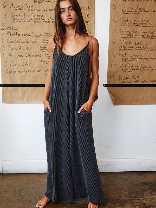 Yellow R5210-1 Wide Leg Solid Textured Knit Jumpsuit for wholesale on Faire20