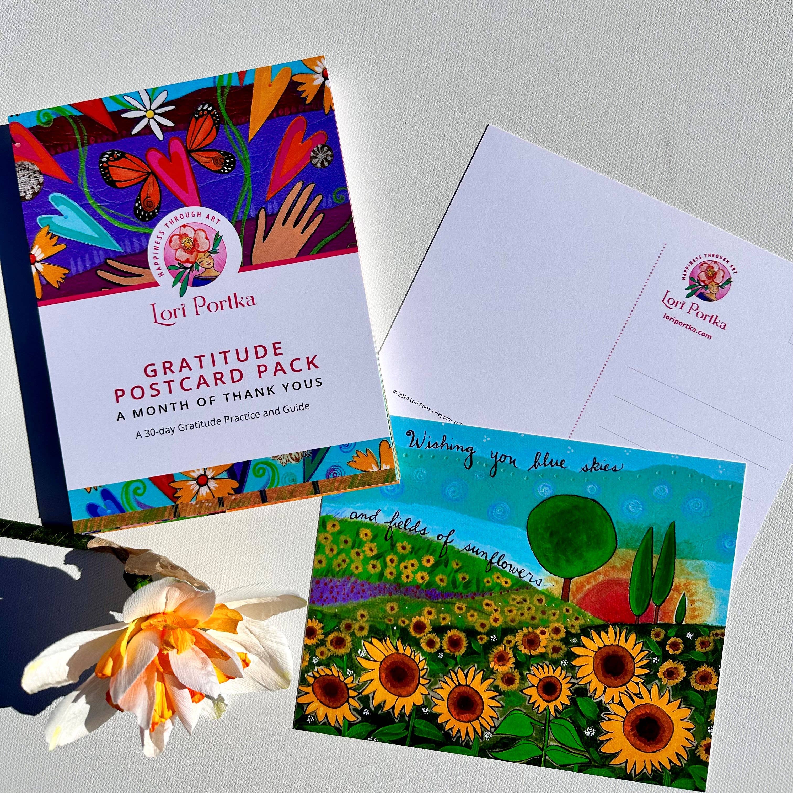 Lori Portka - Happiness Through Art – Großhandel Postkarten-Set – Dankbarkeits-Postkartenpaket1