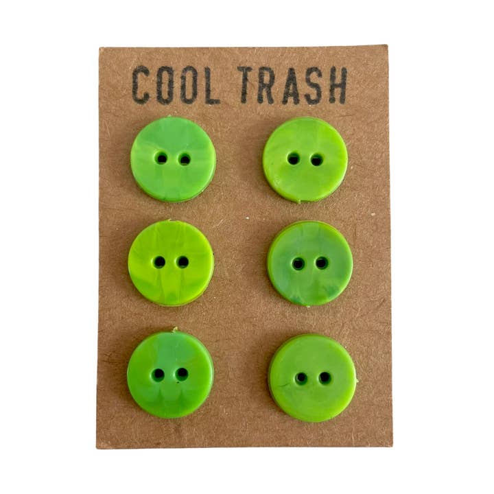 Kelly Green Recycled Plastic Little Buttons Set for wholesale by Cool Trash