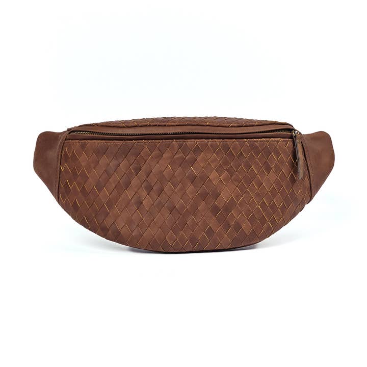 MANDRN - Wholesale Crossbody Bag - Women's - Woven Atlas - Saddle (Dark)0