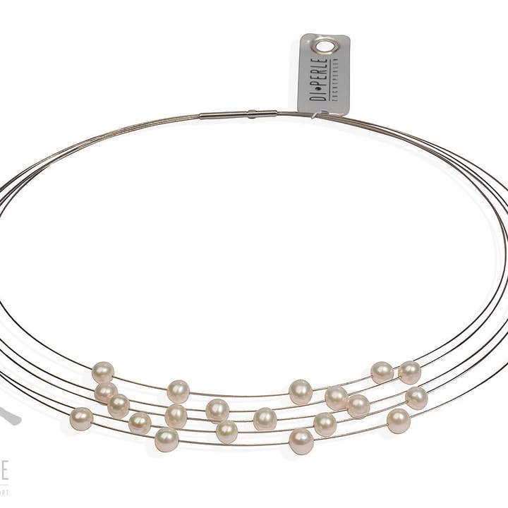 Rostfritt stål halsband med pärlor | 42 cm för wholesale av Di Perle GmbH