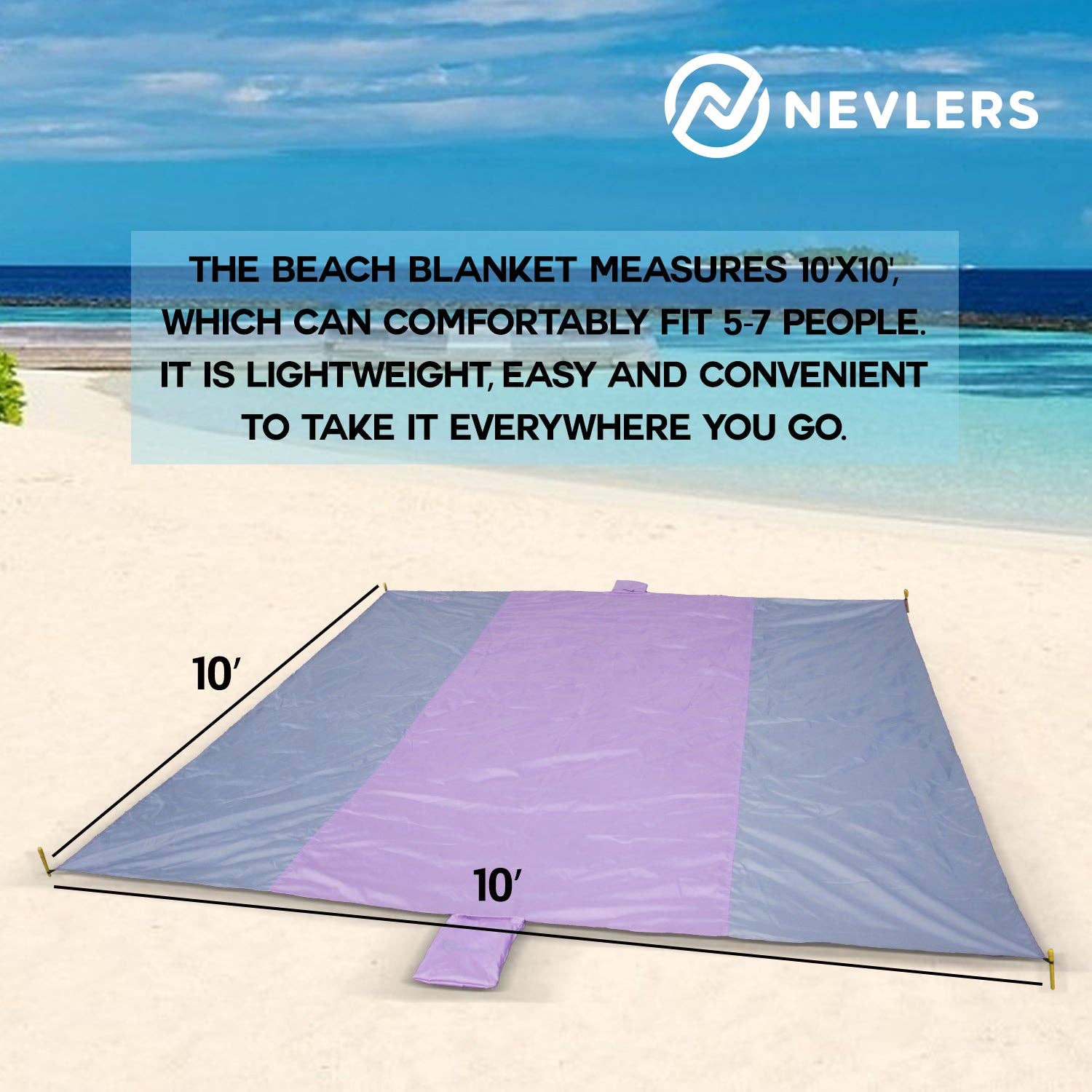 Nevlers - Wholesale Picnic Blanket - Nevlers Sand Free X-Large Beach & Picnic Blanket 10'x10'7