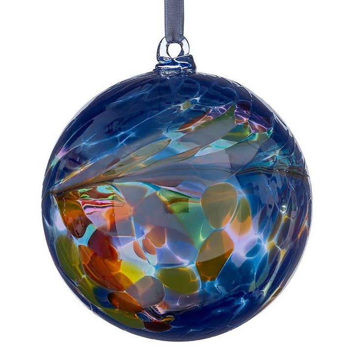 Sienna Glass - Wholesale Ornament - 10cm Friendship Ball - Primary Blue
