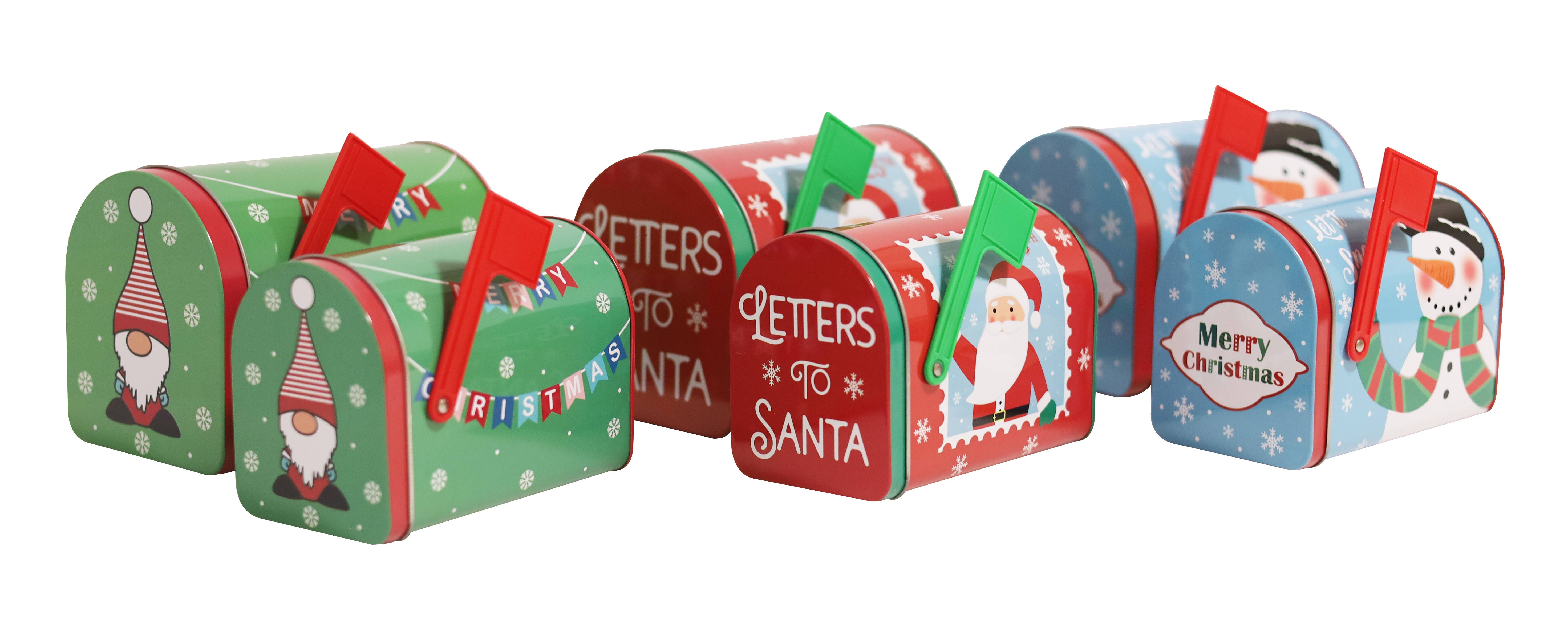 DAHO - Wholesale Christmas Decoration - DaHo Christmas Holiday Mailbox Tin 3 Design ASST 2 Sizes Set