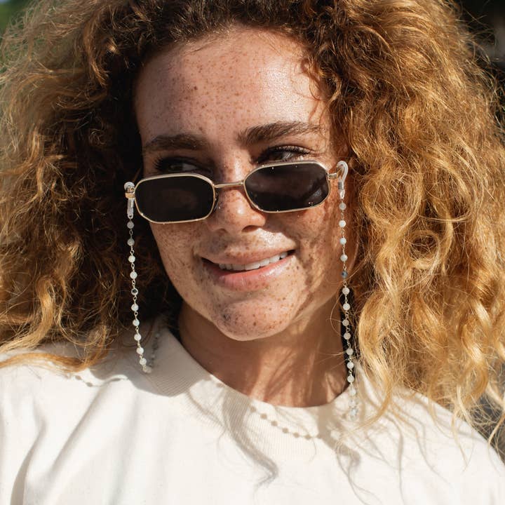 Pineapple Island - Wholesale Sunglasses/Eyeglasses Strap - Women's - Aquamarine Stone Sunglass Chain1