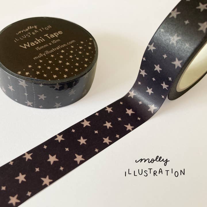 Neutral Stars Decorative Washi Tape for wholesale by Molly Illustration
