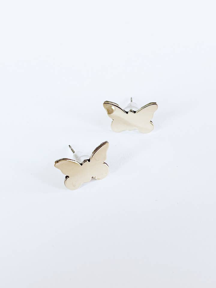 Brass Butterfly Stud Earrings for wholesale by Free & Fleeting