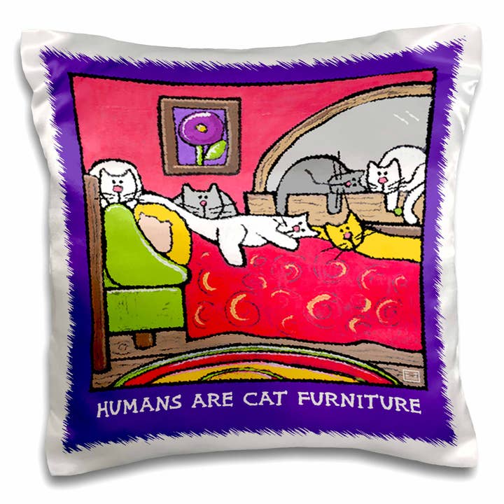 3dRose, Kattenmeubels, Cartoonkatten, Katten, Kat, Grappige katten, Kittens. Huisdieren, Grappige huisdieren, Dieren, Kussensloop voor wholesale door 3dRose