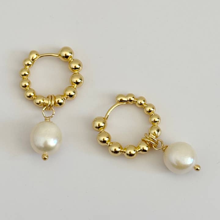 Tramps+Thieves - Wholesale Huggie Earrings - Bobble Pearl Hoops1