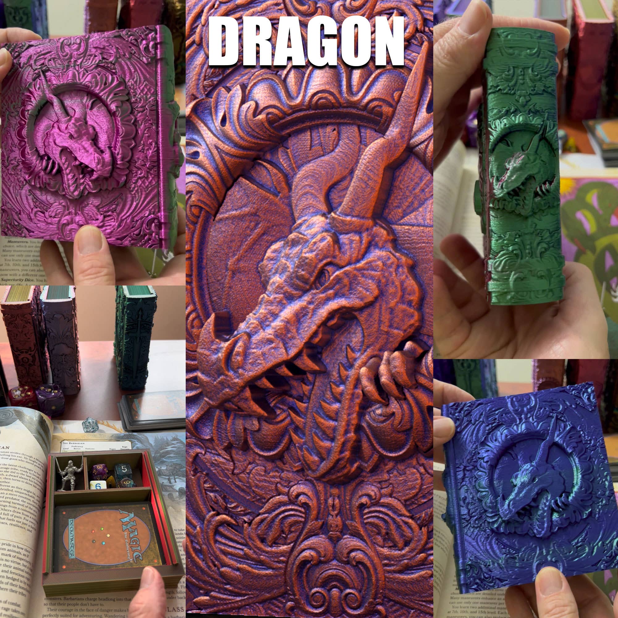 American Carver LLC - Wholesale Dice - Dragon Storage Tome for TTRPG, MTG, Pokemon, D&D Gaming!1