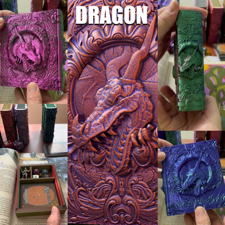 American Carver LLC - Wholesale Dice - Dragon Storage Tome for TTRPG, MTG, Pokemon, D&D Gaming!1