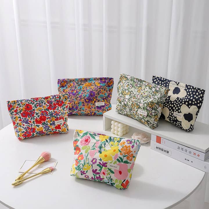 Dipped Shop - Wholesale Make-up/cosmetic bag - Colorful Floral Print Simple Cosmetic Bag DPB10127