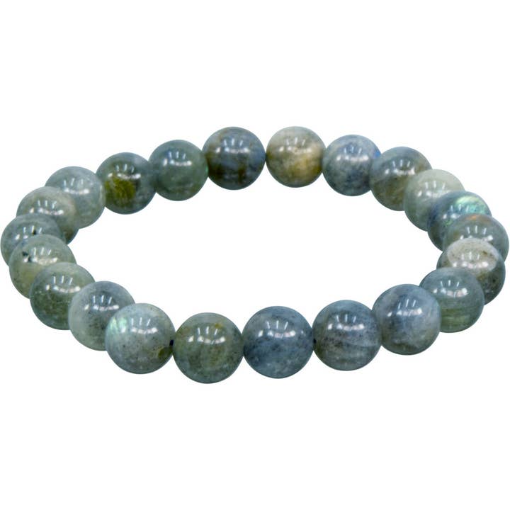 Kheops International - Wholesale Beaded Bracelet - Elastic Bracelet 6-8mm Round Beads - Blue Labradorite (Each)