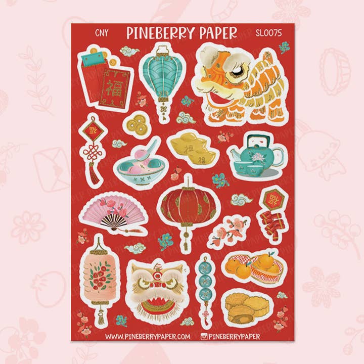 Lunar New Year Sticker Sheet for wholesale by Pineberry Paper